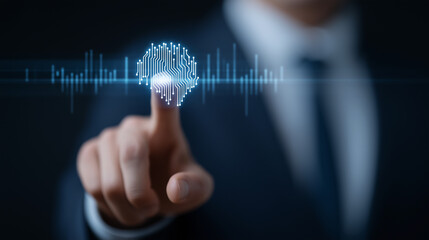 Businessman Engaging with AI and Machine Learning Analytics