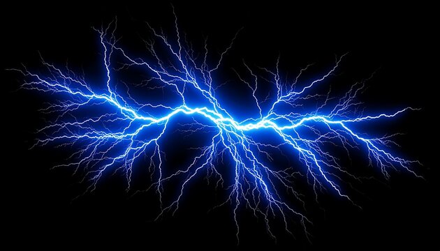 Electric lightning bolt on black background. - Powered by Adobe