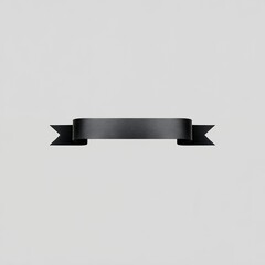 A black ribbon with a white stripe. The ribbon is long and narrow