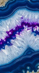 Poster Stunning Blue and Purple Agate Crystal Geode Texture, Macro Close-up