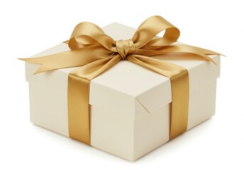 Obraz premium Square gift box with golden ribbon and bow