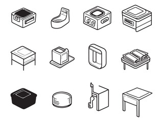 Parts Washer Industrial Cleaning Equipment Line Art Vector 