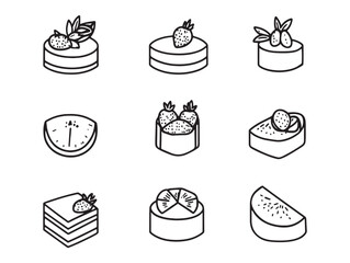Passionfruit Cake Line Art Vector Illustration For Design 