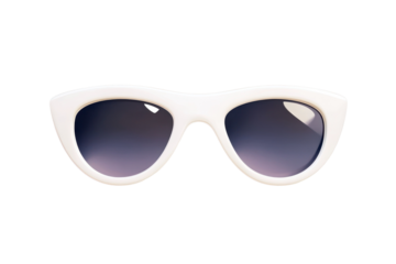 Stylish white cat eye sunglasses with gradient lenses on isolated png background