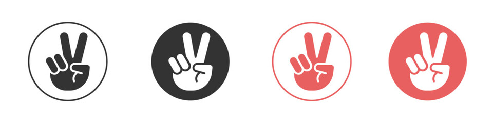 Hand peace icon simple flat graphic illustration.