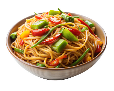 veg hakka noodles chili garnish