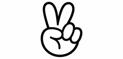 Cartoon Hand Gesture Showing Two Fingers Peace Sign