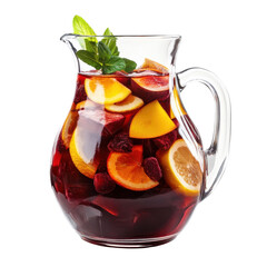 Pitcher of fruit drink on transparent background