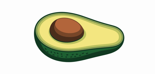 Half of a Ripe Avocado with Seed Illustration