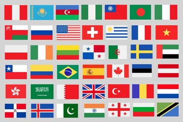 Set of flags of countries, flags of world, set of countries flags icons, icons of flags, set of countries  flags icons, icons of countries flags icons