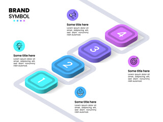 Infographic template. Isometric line with 4 squares