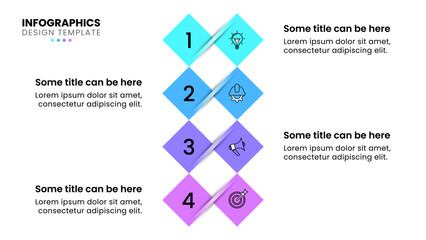 Infographic template. Connected squares with 4 steps