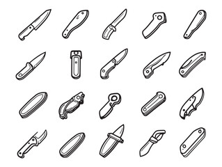 Pocket Knife Clean Vector Line Art Icon Design 