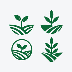 Minimalist green leaf logo vector design representing eco-friendly