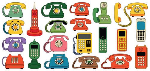 Collection of Retro Telephones and Mobile Phones