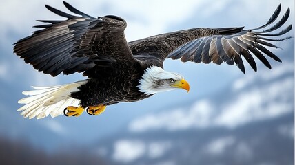 Obraz premium Bald Eagle in Flight, the Beauty of Freedom in the Sky