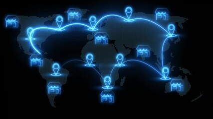 Global franchise business concept on the transparent background.  companies that expand internationally by licensing their business model and brand to local entrepreneurs, known as franchisees. 4k  - Powered by Adobe