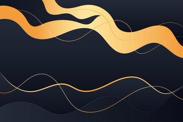 Smooth abstract gold wave elements flowing across a dark backdrop with dynamic and artistic visual movement