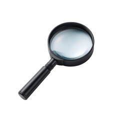 A black magnifying glass on a white isolated background, symbolizing focus and examination. Ideal for representing clarity and investigation in various contexts.