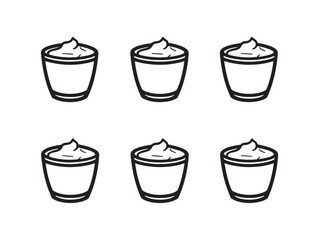 Pudding Cup Outline Illustration For Dessert Design 