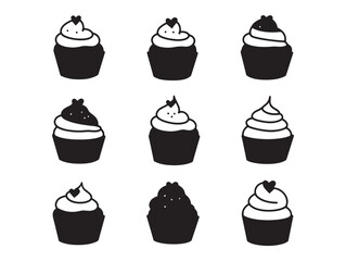 Red Velvet Cupcake Vector Line Art Illustration Design 
