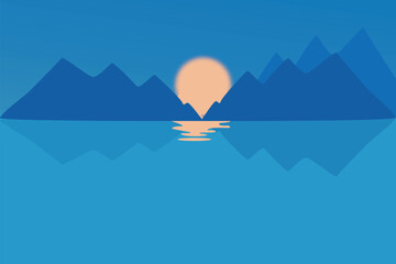 Serene Sunset Over Water Mountains