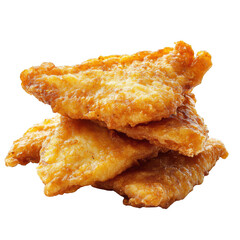 Crispy fried fish fillet stack isolated on transparent background