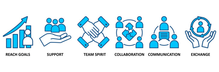 Working together banner web icon vector illustration concept for team management with an icon of collaboration, reach goals, team spirit, support, communication, and exchange