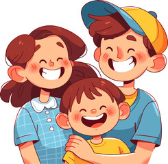 Family's Joyful Embrace: An illustration of a family sharing a moment of love and unity. The image conveys warmth and togetherness, ideal for expressing family values.