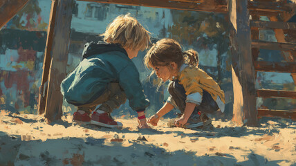 Helping hands in the sand as friendships grow in sunny playground moments