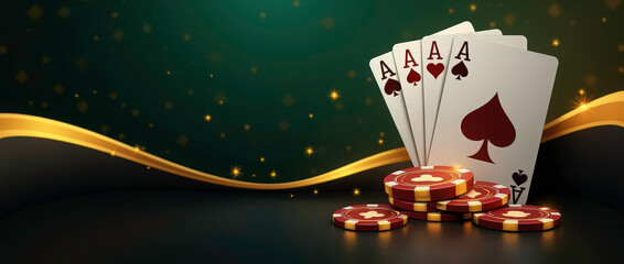 An elegant and thematic casino game banner combining modern design elements with classic card motifs