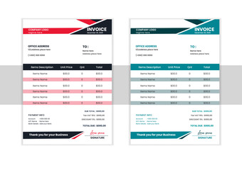 Minimal Corporate Business Invoice design template vector illustration bill form price invoice. Creative invoice template vector. business stationery design payment agreement design	