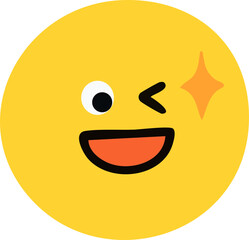 Fototapeta premium 윙크하는 얼굴 표정 동그라미 드로잉 이모티콘(face emoticon drawing sticker)