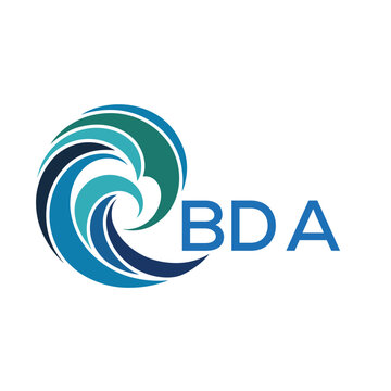 BDA Modern Wave -Inspired Abstract Logo Design BDA Later Logo, with BDA Text on White Background
