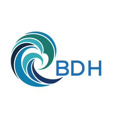 BDH Modern Wave -Inspired Abstract Logo Design BDH Later Logo, with BDH Text on White Background
