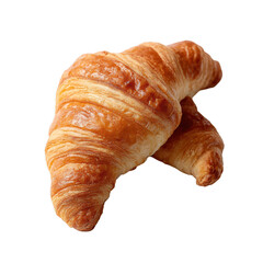 Deliciously flaky croissants on a white isolated background, perfect for breakfast, brunch, or as a snack. Golden-brown exterior and soft layers create a mouthwatering treat.