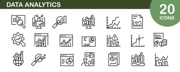 DATA ANALYSIS LINE ICON FOR LOGO AND VECTOR PERCENTAGE NEEDS