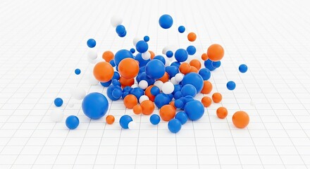 Interactive Scatter Plot with Blue Orange White Spheres on Grid