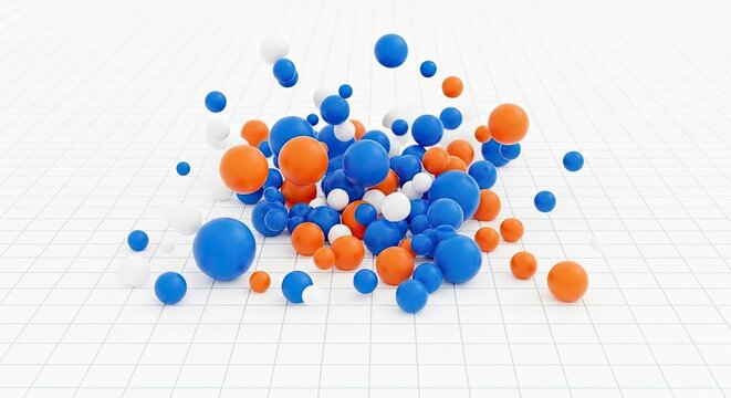 Interactive Scatter Plot with Blue Orange White Spheres on Grid