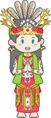 Embracing Tradition: Adorable character dressed in vivid attire, showcasing cultural elegance. a visual narrative filled with intricate details and cultural elements.