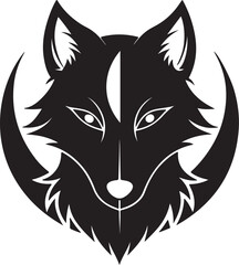 wolf head blinded with half moon illustration