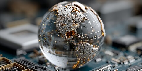 Tech Globe: World interconnected via modern networks.