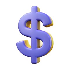 Obraz premium Three dimensional purple and gold dollar sign