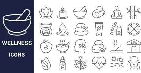 Wellness Icons A Collection of Line Art Graphics for Spa, Meditation, and Holistic Health