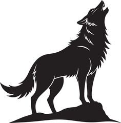 Howling wolf black silhouette icon