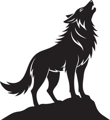 Obraz premium Howling wolf black silhouette icon