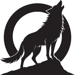 Howling wolf black silhouette icon