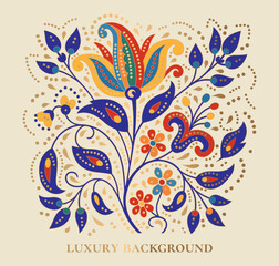 Luxury pattern on a beige background. Vector mandala template. Golden design elements. Traditional Turkish, Indian motifs. Great for fabric and textile, wallpaper, packaging or any desired idea.