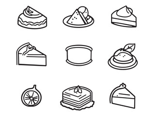 sweet lime cheesecake slice minimalist line art vector 