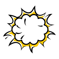 Puffy outlined explosion frame icon on transparent background for web and graphic design